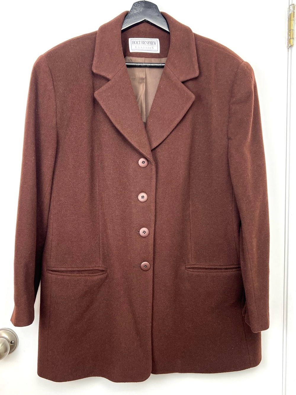 Vintage Holt Renfrew Wool Cashmere Blend Blazer Jacket Size V14 US L Rich Brown